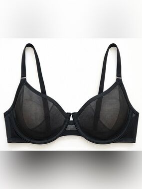 Auden Black Mesh Unlined Demi Bra 34DD NWT